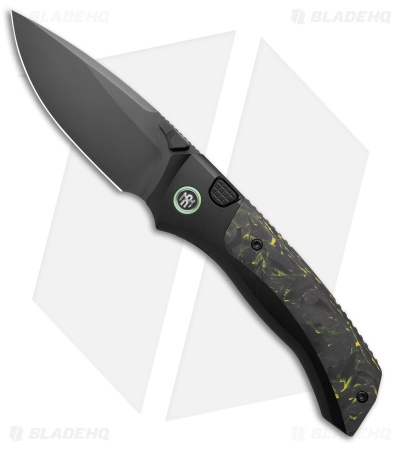 REMETTE RT-Steed Button Frame Lock Knife Black Ti + Black/Green CF (3.1" DLC)