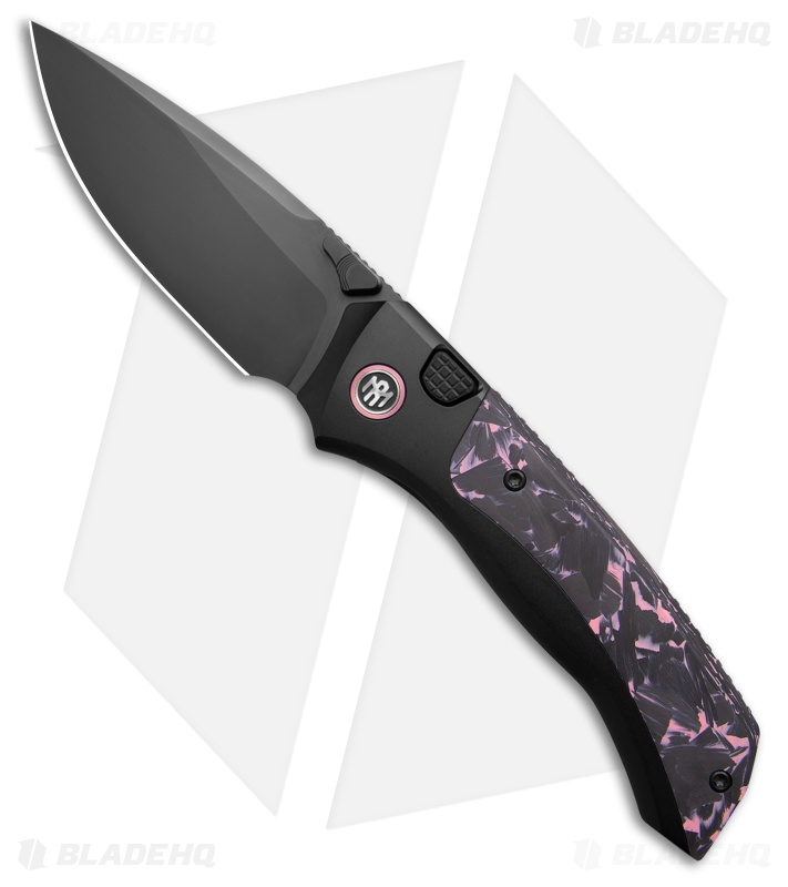 REMETTE RT-Steed Button Frame Lock Knife Black Ti + Black/Pink CF (3.1" DLC)