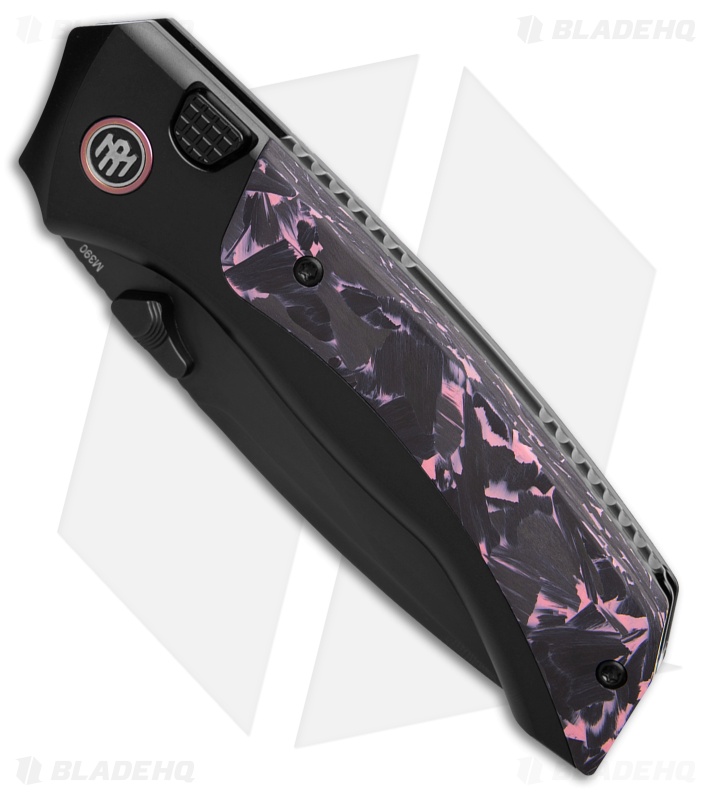 REMETTE RT-Steed Button Frame Lock Knife Black Ti + Black/Pink CF (3.1" DLC)
