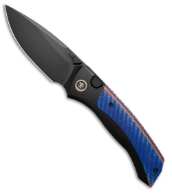 REMETTE RT-Steed Button Frame Lock Knife Black Ti + Blue CF (3.1" DLC)