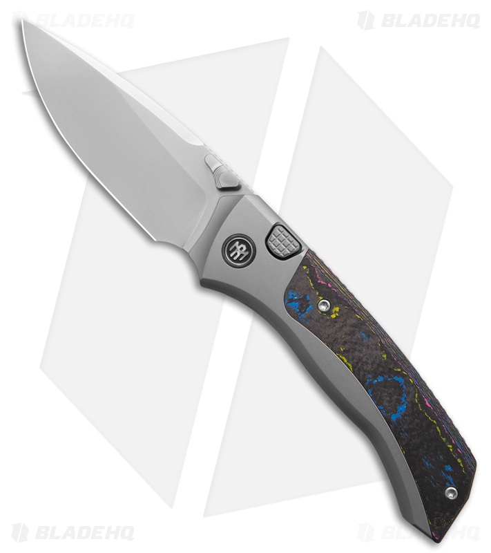 REMETTE RT-Steed Button Frame Lock Knife Ti + 80s CF (3.1" Pearlescent)