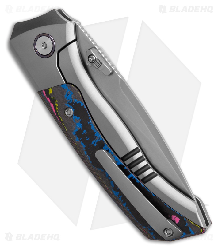 REMETTE RT-Steed Button Frame Lock Knife Ti + 80s CF (3.1" Pearlescent)