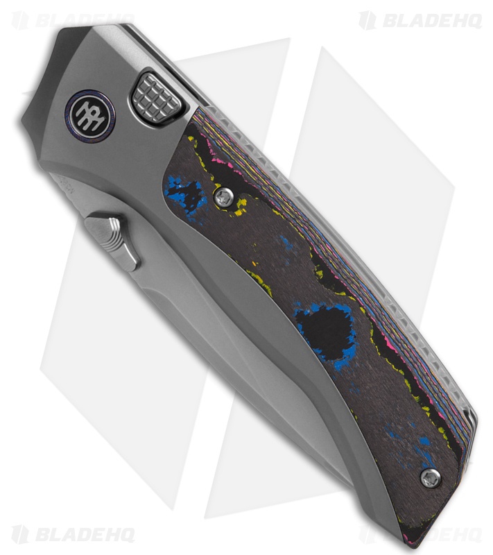 REMETTE RT-Steed Button Frame Lock Knife Ti + 80s CF (3.1" Pearlescent)