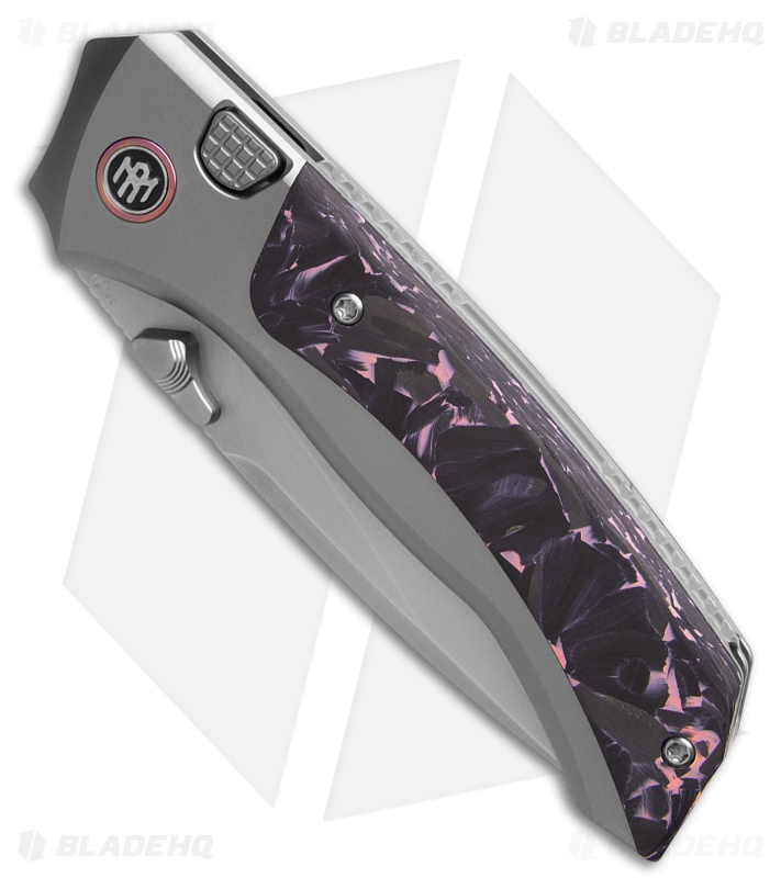 REMETTE RT-Steed Button Frame Lock Knife Ti + Black/Pink CF (3.1" Pearlescent)