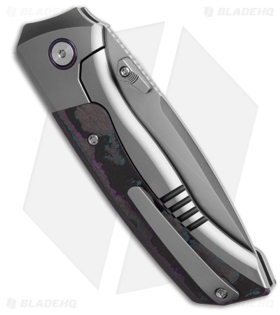 REMETTE RT-Steed Button Frame Lock Knife Ti + Purple/Blue CF (3.1" Pearlescent)