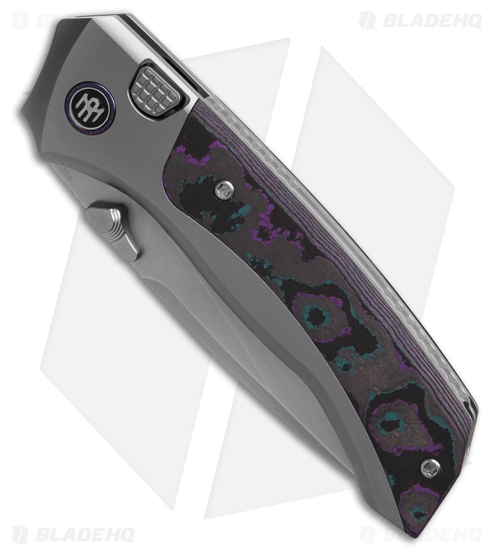 REMETTE RT-Steed Button Frame Lock Knife Ti + Purple/Blue CF (3.1" Pearlescent)