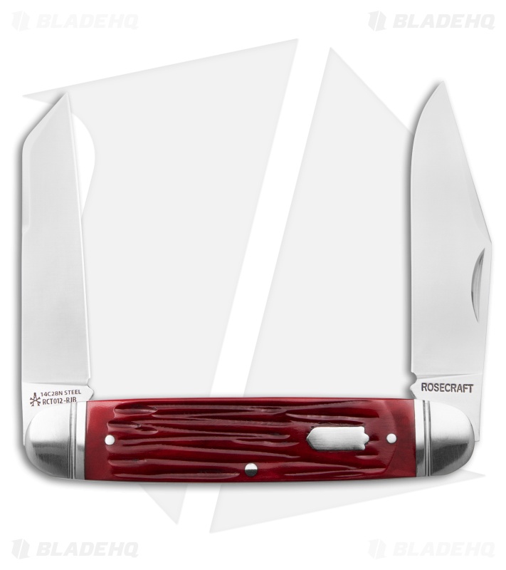 RoseCraft Blades Briarpatch Jack Pocket Knife Red Jigged Bone (3.2" Satin)
