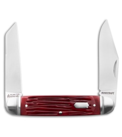 RoseCraft Blades Briarpatch Jack Pocket Knife Red Jigged Bone (3.2" Satin)