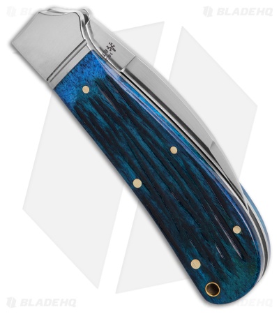 RoseCraft Blades Clinch River Swayback Blade HQ Blue Jigged Bone (3.1" Satin)