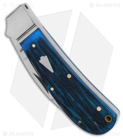RoseCraft Blades Clinch River Swayback Blade HQ Blue Jigged Bone (3.1" Satin)