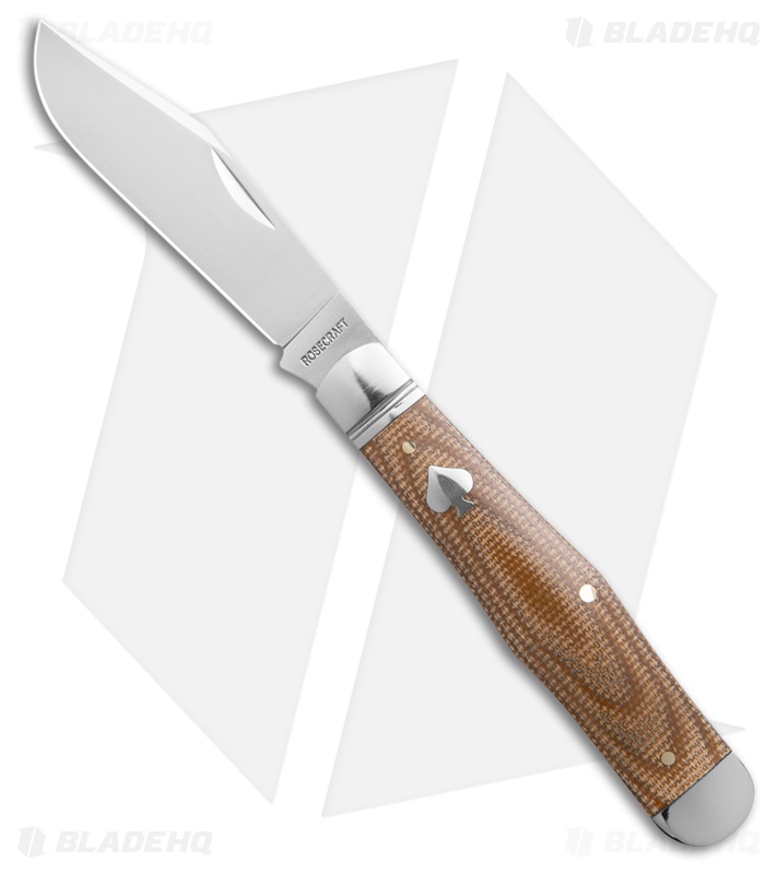 RoseCraft Blades Cumberland River Coke Bottle Knife Brown Micarta (3" Satin)
