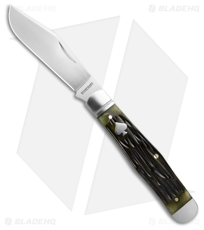 RoseCraft Blades Cumberland River Coke Bottle Knife Jigged Bone (3" Satin)