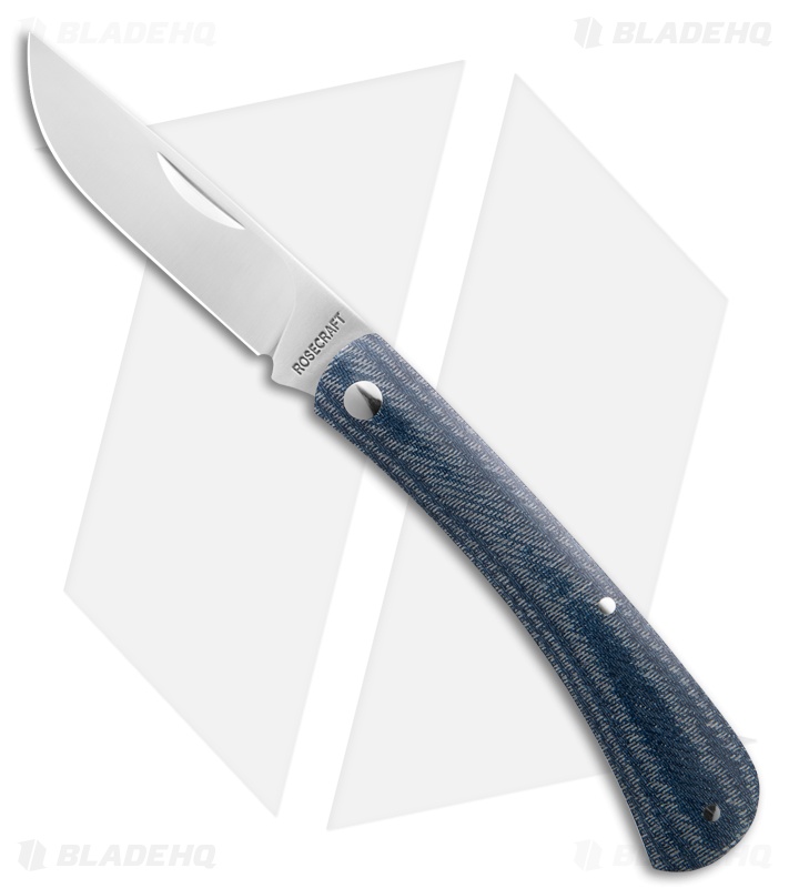 RoseCraft Blades Overall Creek Farm Hand Knife Blue Denim Micarta (2.9" Satin)