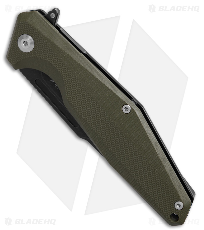 Skallywag Tactical Iron Jaw Frame Lock Knife OD Green G-10/Ti (3.6" Black)