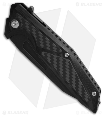 Skallywag Tactical Shadow Beard Frame Lock Knife Black G-10/CF (3.5" Black SW)
