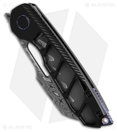 Sparrow Knife Co. Strix Frame Lock Knife DLC Skeletonized Ti (3.4" Damascus)