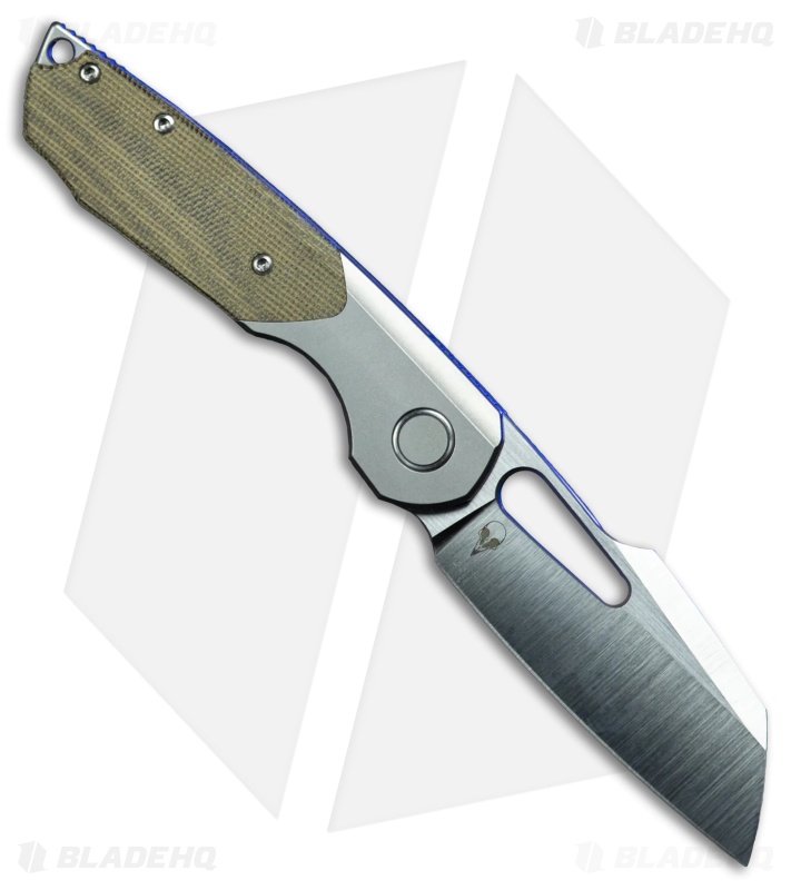 Sparrow Knife Co. Strix Lefty Frame Lock Knife BB Ti/Green Micarta (3.4" Satin)