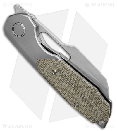 Sparrow Knife Co. Strix Lefty Frame Lock Knife BB Ti/Green Micarta (3.4" Satin)