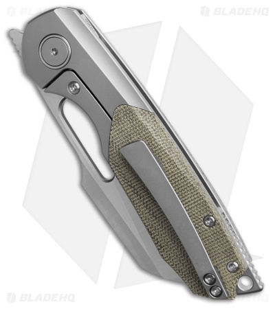 Sparrow Knife Co. Strix Lefty Frame Lock Knife BB Ti/Green Micarta (3.4" Satin)