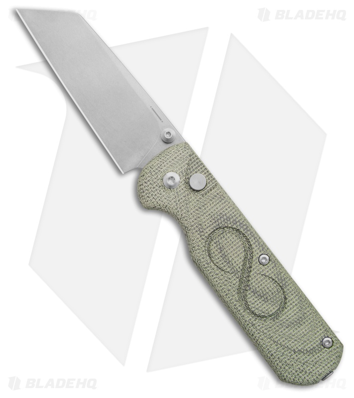 StraightLine EDC ROX Button Lock Knife Green Canvas Micarta (2.75" SW)