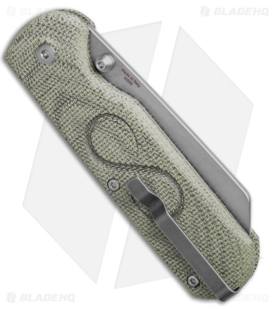 StraightLine EDC ROX Button Lock Knife Green Canvas Micarta (2.75" SW)