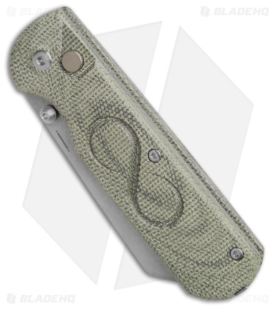 StraightLine EDC ROX Button Lock Knife Green Canvas Micarta (2.75" SW)