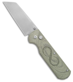 StraightLine EDC ROX Button Lock Knife Green Canvas Micarta (2.75" SW)