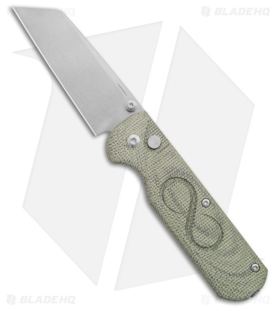 StraightLine EDC ROX Button Lock Knife Green Canvas Micarta (2.75" SW)