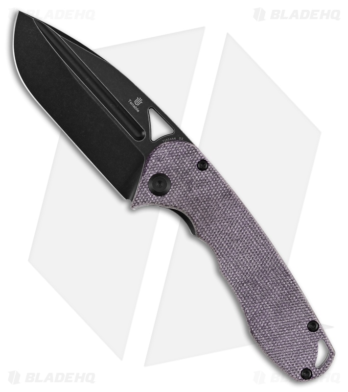 Tenable Knives Bombur Liner Lock Knife Purple Micarta (3.5" Black SW)