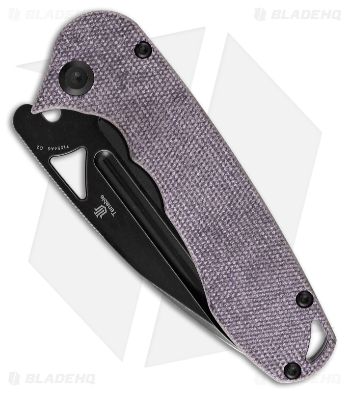 Tenable Knives Bombur Liner Lock Knife Purple Micarta (3.5" Black SW)