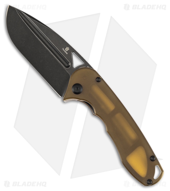 Tenable Knives Bombur Liner Lock Knife Amber Ultem (3.5" Black Stonewash)