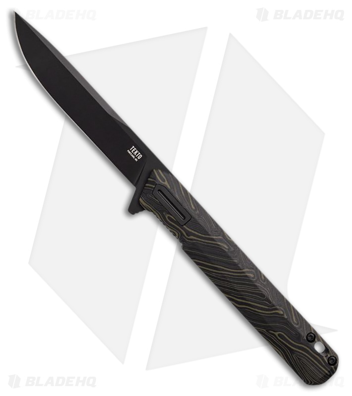Tekto Knives F2 Bravo Liner Lock Knife Black/Green G-Mascus (3.3" Black)