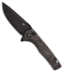 Tekto Knives F3 Charlie Button Lock Knife Black/Silver Forged CF (3.8" Black)
