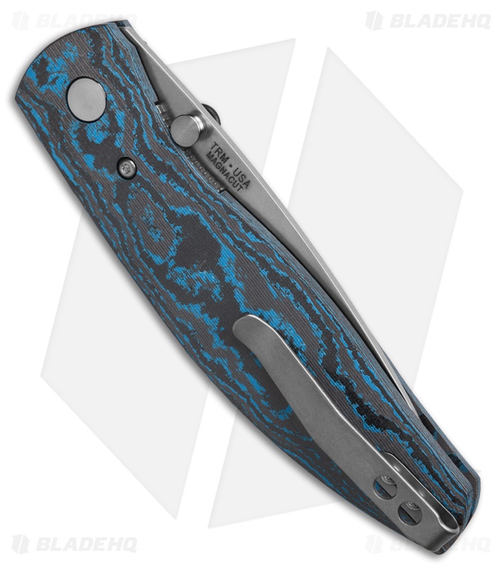 TRM Knives Atom Liner Lock Knife Electric Blue CamoCarbon (3.5" SW MagnaCut)