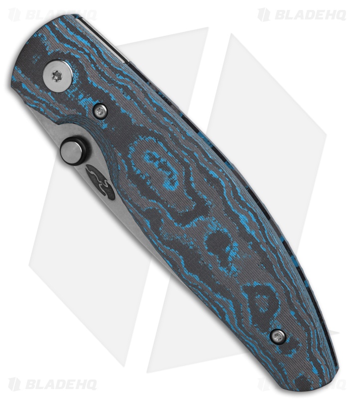 TRM Knives Atom Liner Lock Knife Electric Blue CamoCarbon (3.5" SW MagnaCut)