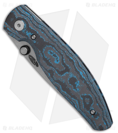 TRM Knives Atom Liner Lock Knife Electric Blue CamoCarbon (3.5" SW MagnaCut)