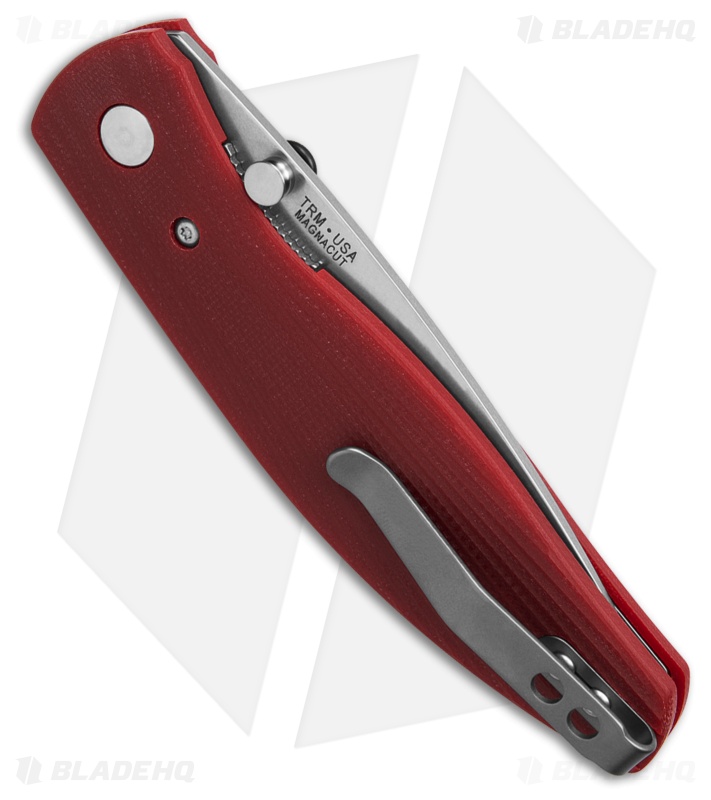 TRM Knives Atom Liner Lock Knife Ruby Red Sunburst G-10 (3.5" SW)