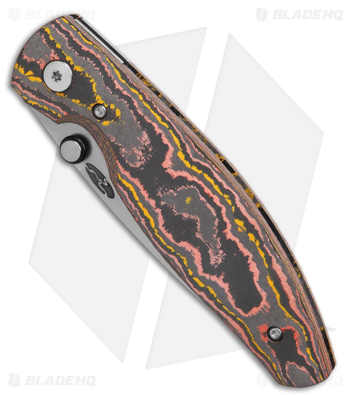 TRM Knives Atom Liner Lock Knife Sunset Orange CamoCarbon (3.5" SW MagnaCut)