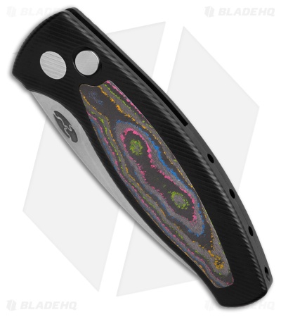 TRM Knives Pit Bull Auto Black Aluminum/80's Camo CF Inlay  (3" SW)