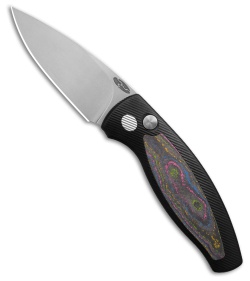TRM Knives Pit Bull Auto Black Aluminum/80's Camo CF Inlay  (3" SW)