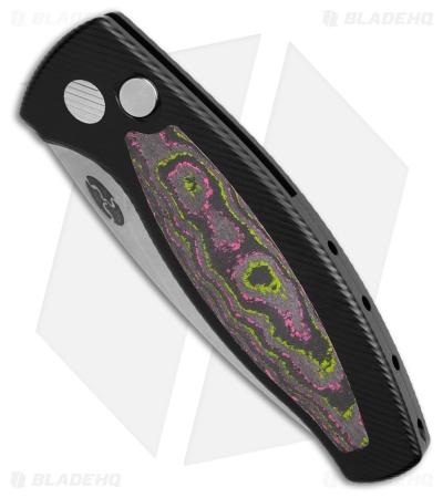 TRM Knives Pit Bull Auto Black Aluminum/Watermelon Sugar Camo  CF Inlay  (3" SW)