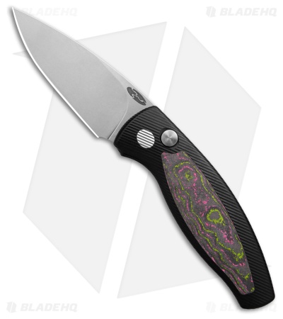 TRM Knives Pit Bull Auto Black Aluminum/Watermelon Sugar Camo  CF Inlay  (3" SW)