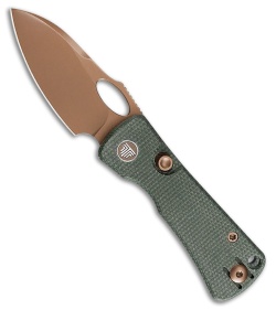 Trivisa Knives Andromeda Button Liner Lock Knife Green Micarta (2.3" Rose Gold)