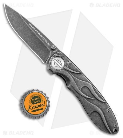 Tec-X Harley-Davidson TK-B Framelock Knife Black (3.375 Black Stonewash) 52114