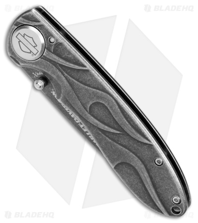 Tec-X Harley-Davidson TK-B Framelock Knife Black (3.375 Black Stonewash) 52114