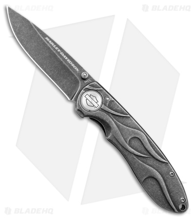 Tec-X Harley-Davidson TK-B Framelock Knife Black (3.375 Black Stonewash) 52114