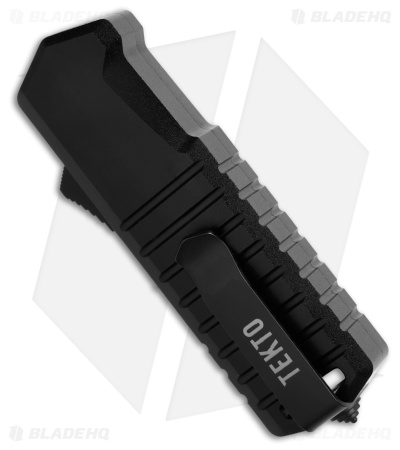 Tekto Knives A2 Badger OTF Automatic Knife Black Aluminum Tanto (Black)