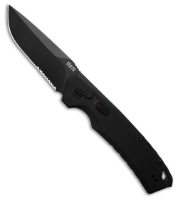 Tekto A3 Delta Drop Point Automatic Knife Black G-10 (3.6" Black Serr)