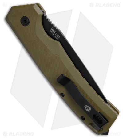 Tekto A3 Delta Drop Point Automatic Knife OD Green G-10 (3.6" Black)