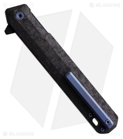 Tekto Knives F2 Bravo Liner Lock Knife Forged Carbon/Blue Accents (3.3" Black)